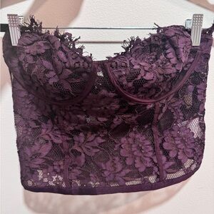 Express plum strapless lace bustier | size S | NWOT